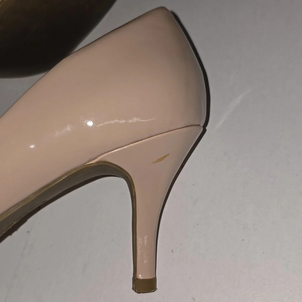 New Directions Beige Nude Heels w Peep Toes Womens Size 8.5 - Picture 7 of 12